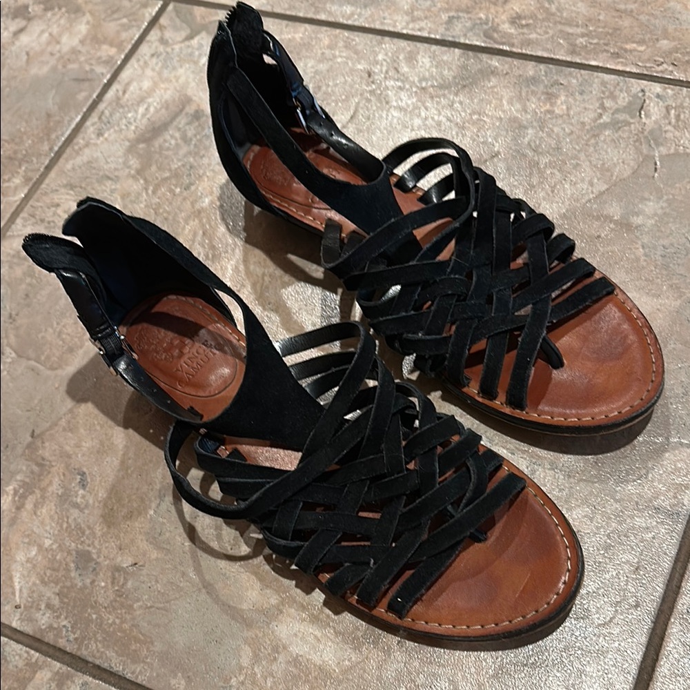 Vince Camuto Black and Brown Strappy Gladiator Sandals